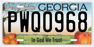 GA license plate PWQ0968