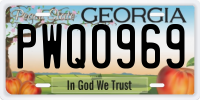 GA license plate PWQ0969
