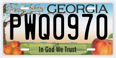 GA license plate PWQ0970