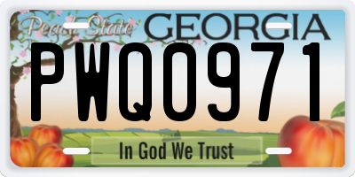 GA license plate PWQ0971