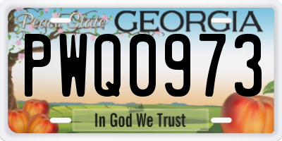 GA license plate PWQ0973
