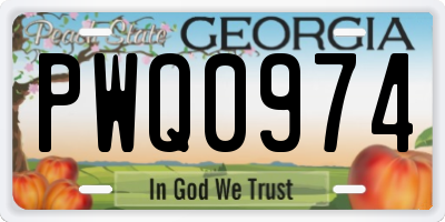 GA license plate PWQ0974