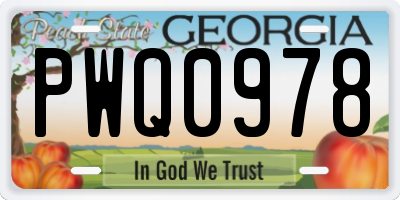 GA license plate PWQ0978