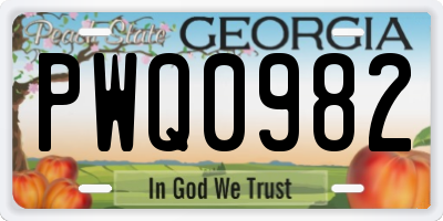 GA license plate PWQ0982