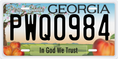 GA license plate PWQ0984
