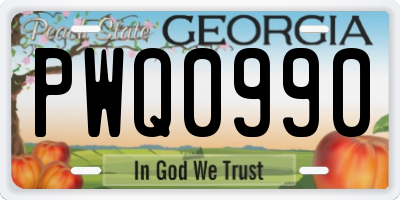 GA license plate PWQ0990