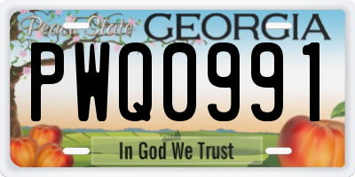 GA license plate PWQ0991