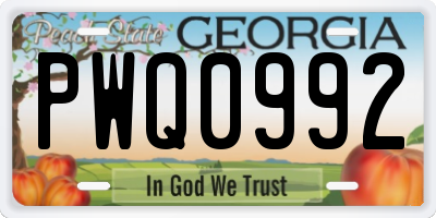 GA license plate PWQ0992
