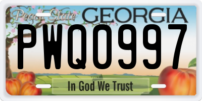 GA license plate PWQ0997