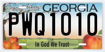 GA license plate PWQ1010