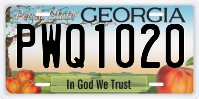 GA license plate PWQ1020