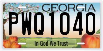 GA license plate PWQ1040