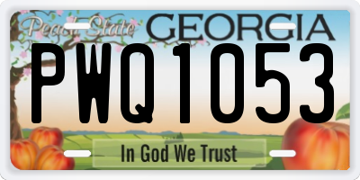 GA license plate PWQ1053