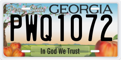 GA license plate PWQ1072