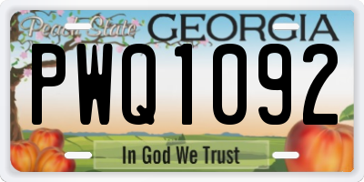 GA license plate PWQ1092