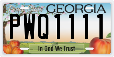 GA license plate PWQ1111