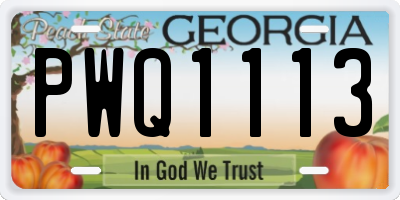 GA license plate PWQ1113