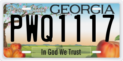 GA license plate PWQ1117