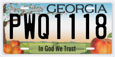 GA license plate PWQ1118