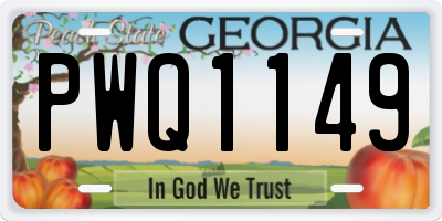 GA license plate PWQ1149