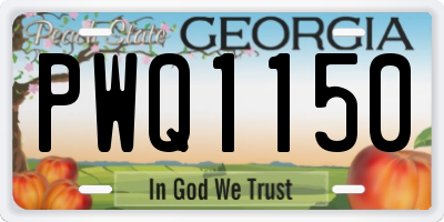 GA license plate PWQ1150