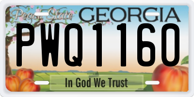 GA license plate PWQ1160