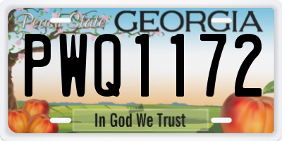 GA license plate PWQ1172