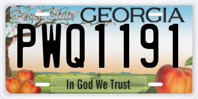 GA license plate PWQ1191