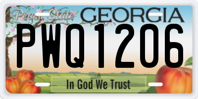 GA license plate PWQ1206