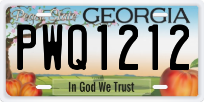 GA license plate PWQ1212