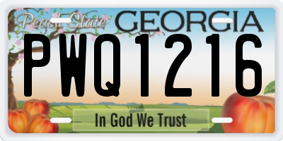 GA license plate PWQ1216