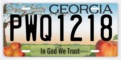 GA license plate PWQ1218
