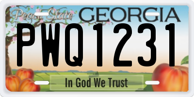 GA license plate PWQ1231