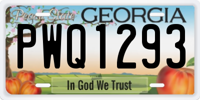 GA license plate PWQ1293