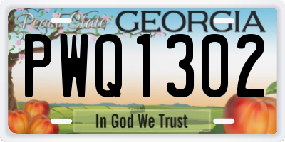 GA license plate PWQ1302