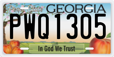 GA license plate PWQ1305