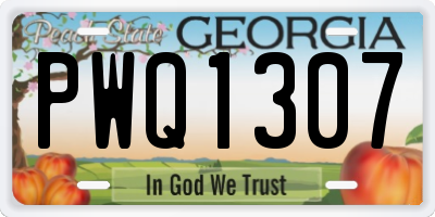 GA license plate PWQ1307
