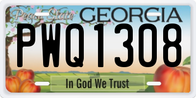 GA license plate PWQ1308