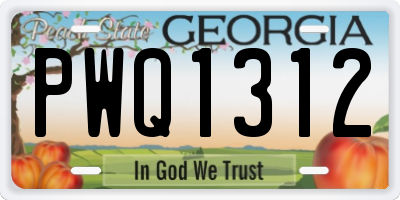 GA license plate PWQ1312