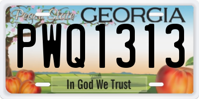 GA license plate PWQ1313