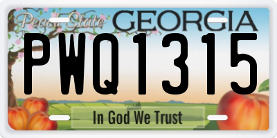 GA license plate PWQ1315