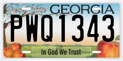 GA license plate PWQ1343