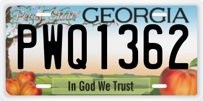 GA license plate PWQ1362