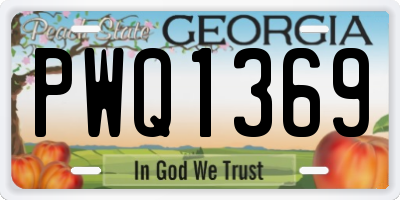 GA license plate PWQ1369