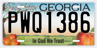 GA license plate PWQ1386