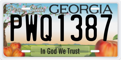 GA license plate PWQ1387