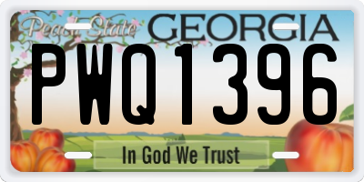 GA license plate PWQ1396