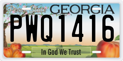 GA license plate PWQ1416