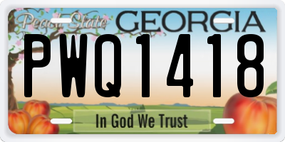 GA license plate PWQ1418