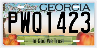 GA license plate PWQ1423